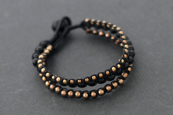 Black Rose Gold Beaded Bracelet/Wristband (Unisex) - Delicious California