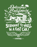'Straight To Hell In A Fast Car' - Women's Bamboo Graphic T-Shirt - Delicious California