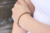 Cube Adjustable Taupe Silver Beaded Bracelet - Delicious California