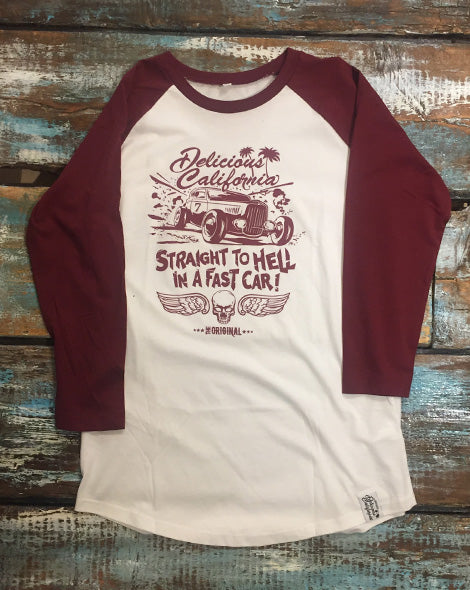 Baseball Tee - Hell In A Fast Car (UNISEX) - Delicious California