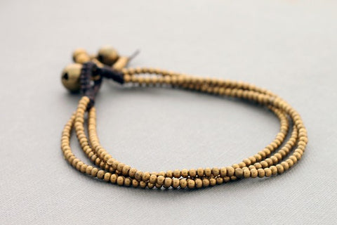 Three Strand Simple Brass Beaded Bracelet