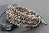 Beaded Bracelets Wrap Brown Jasper Grey Woven Men Unisex - Delicious California