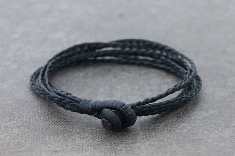 Braided Strand Woven Bracelets Men Unisex Black