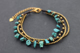 Turquoise Brass Chain Bracelet - Delicious California