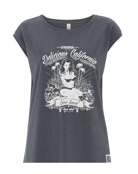 Women's Sleeveless Graphic T-Shirt - 'Love Slow' - Delicious California