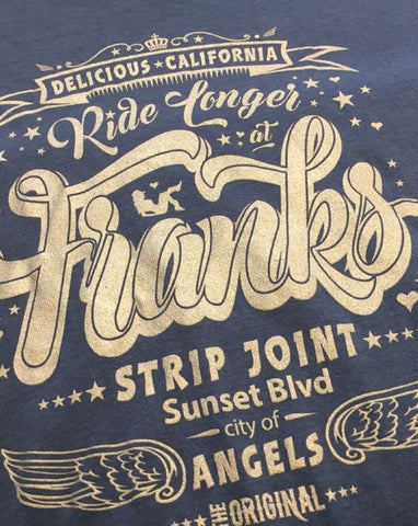 Women's Sleeveless Graphic T-Shirt- 'Franks Strip Joint'