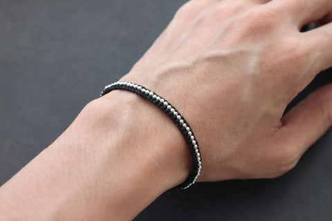 Black Beaded Adjustable Bracelet