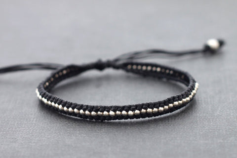 Monotone Grey 3 Strand Beaded Bracelet (Unisex)